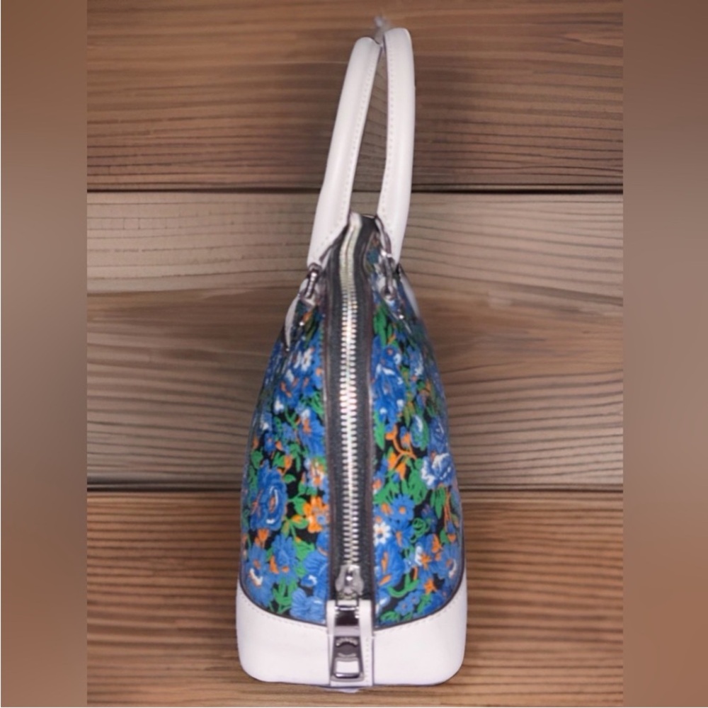 Coach Floral Dome Satchel in Blue, Green and Cream Leather Trim - Picture 8 of 8